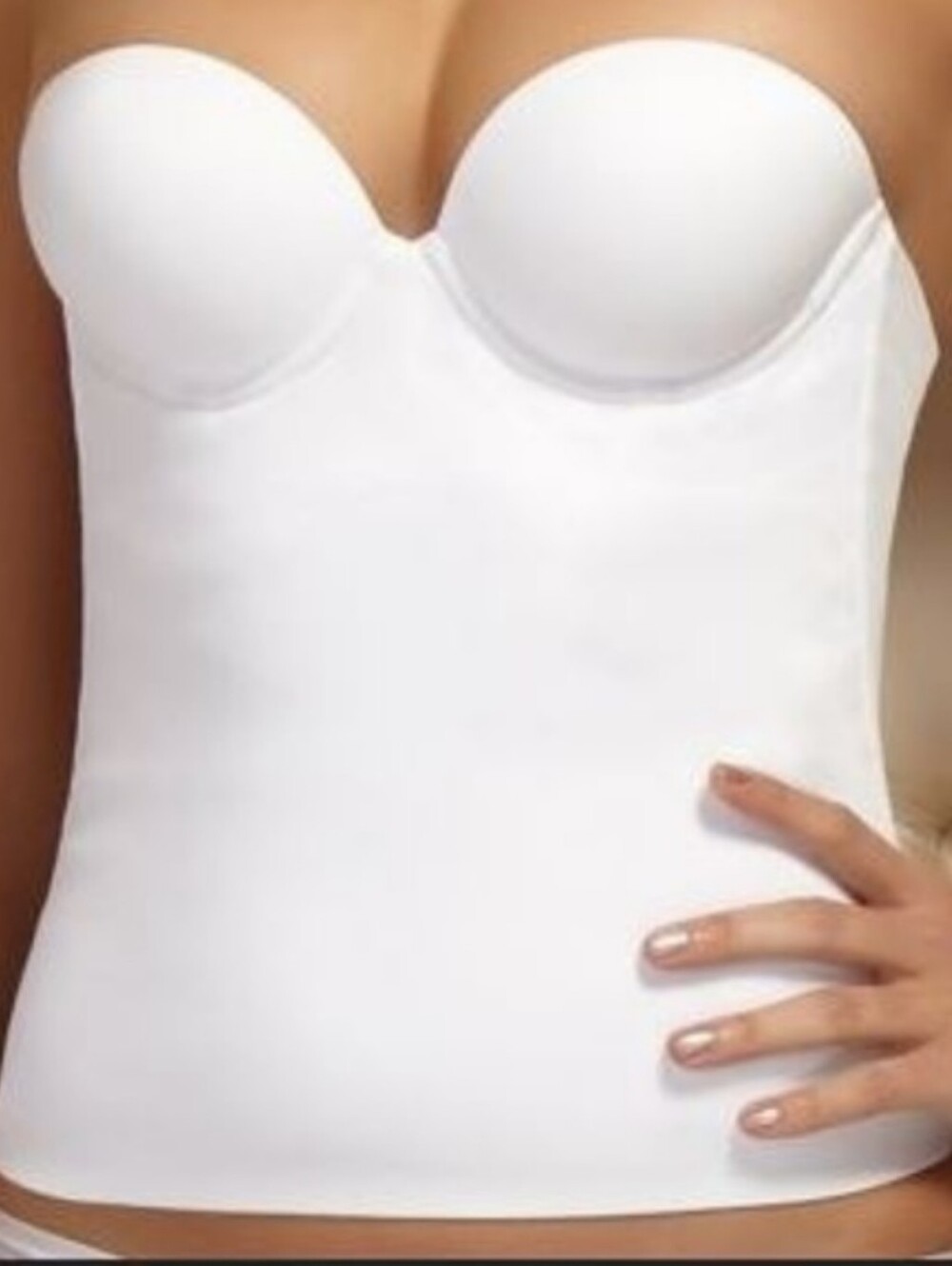 Felina White Bustier Longline Corset Bra Stlye #8704 - Size 34D